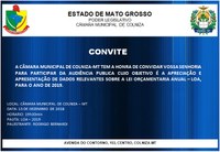 Convite para a Audiência Publica sobre a Lei Orçamentária Anual para o ano de 2019