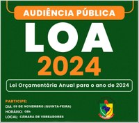 Convite para a Audiência Publica sobre a Lei Orçamentária Anual para o ano de 2024