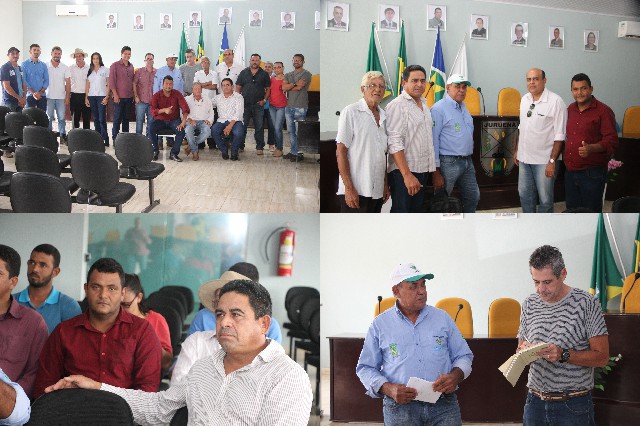 Secretário de agricultura de Colniza, técnico e vereadores participam de uma reunião sobre o cacau clonal em Juruena 